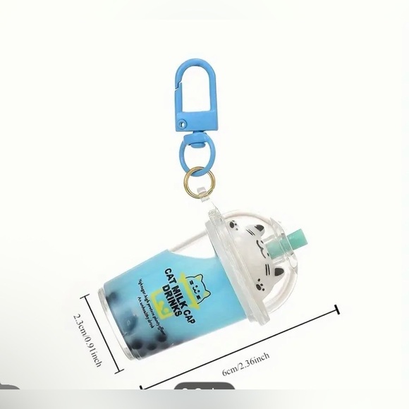Cat Milk Cap Boba Drinks Cup Bag Charm/Keychain - Picture 2 of 2